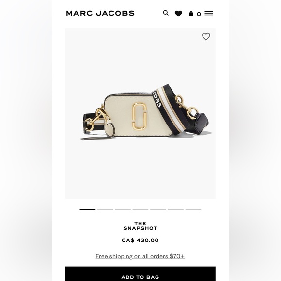 Marc Jacobs Snapshot Bag. Blush pink & grey with pink, black & silver strap - Picture 11 of 16